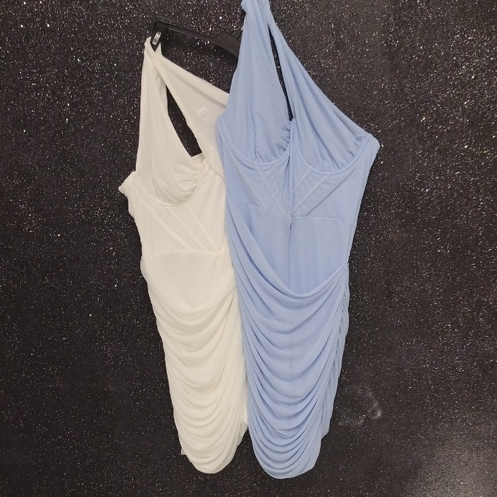 2 New Elegant One-Shoulder Draped Dress For Less Than The Price Of One